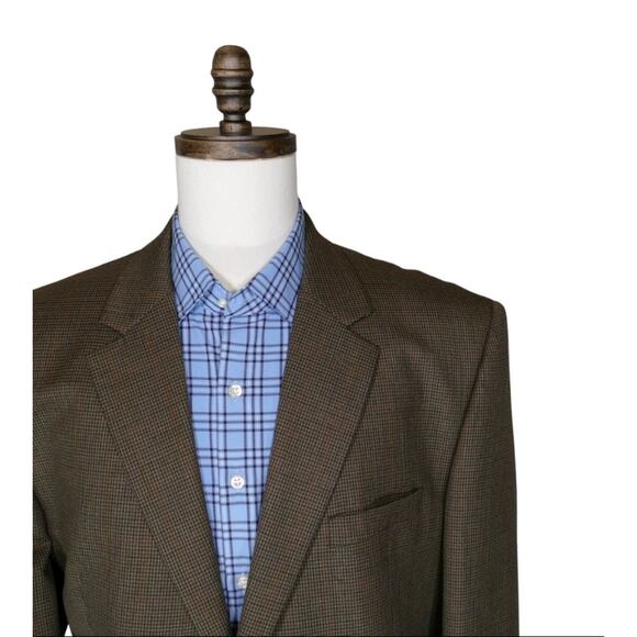Pronto Uomo Sport Coat Blazer Mens 50R Two Button Brown Herringbone Wool - Picture 1 of 12
